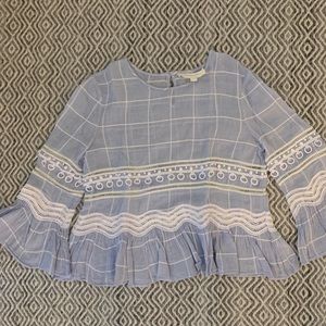 Jonathan Simkhai Blue & White Long Sleeve Top